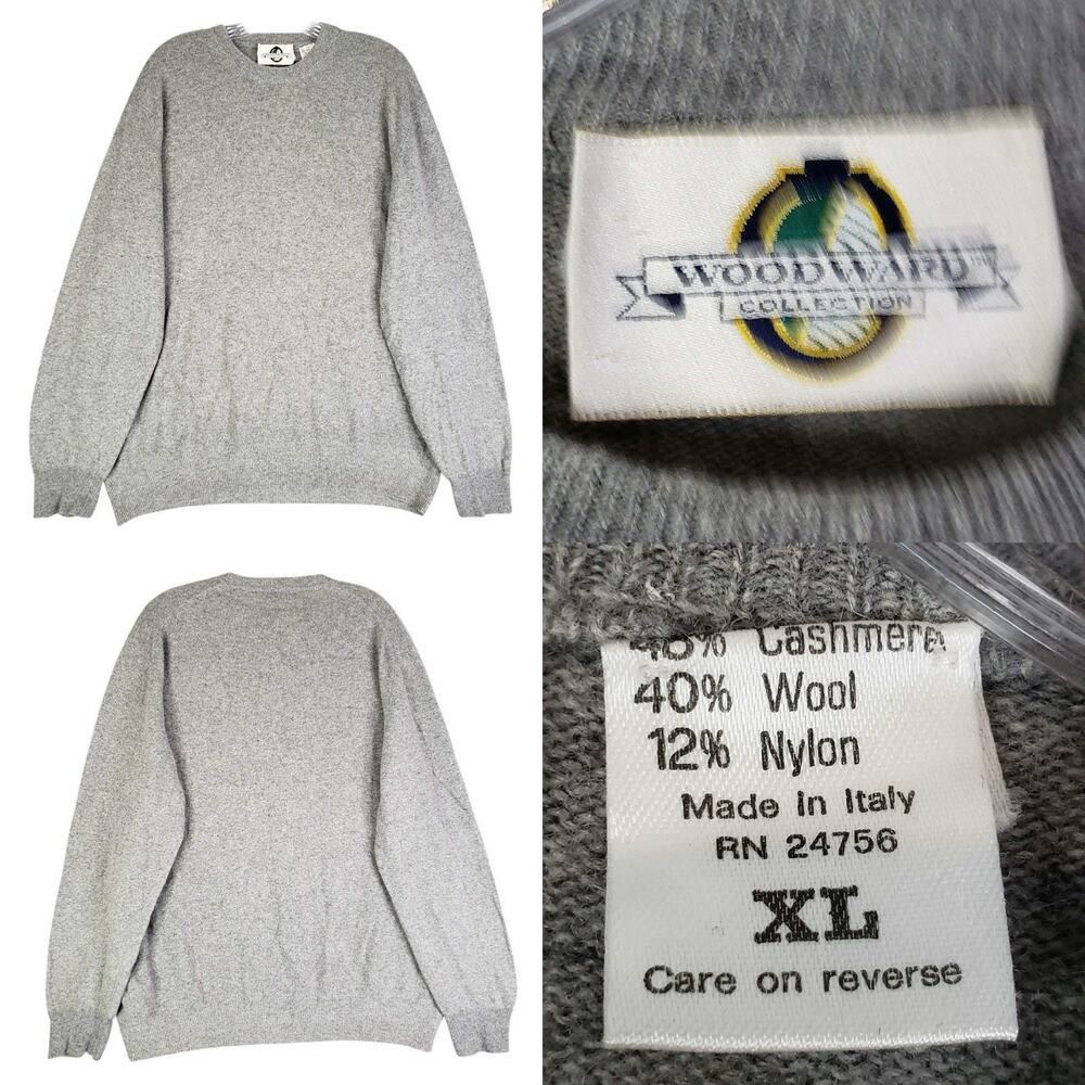 Vintage Woodward Men’s Cashmere Long Sleeve Pullover Sweater Size XL Gray